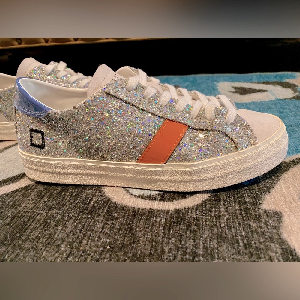 EUC Anthropologie D.A.T.E. Hill Low Sneakers in Silver Glitter. 38 EU, 7 US - Picture 3 of 12
